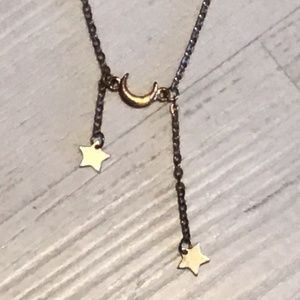 Moon and Star Golden Necklace